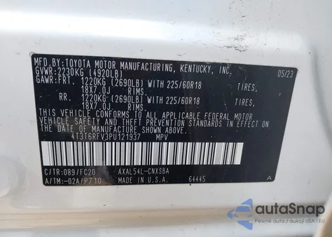 2023 Toyota Rav4 Se Hybrid из США, поврежденный, VIN 4T3T6RFV3PU121937